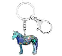 NEWEI Enamel Pony Horse Keychain Cute Keyrings for Women Girls Purse Bag Charm (Arctic)