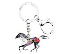 NEWEI Enamel Pony Horse Keychain Cute Keyrings for Women Girls Purse Bag Charm (Charcoal)
