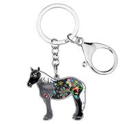 NEWEI Enamel Pony Horse Keychain Cute Keyrings for Women Girls Purse Bag Charm (Shadow)