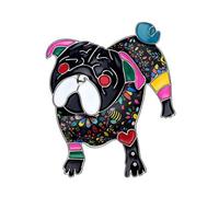 NEWEI Enamel Rhinestone French Bulldog Pug Dog Brooch Pin Cute Dog Jewlery for Women Girls (Ebony Pug Dog)