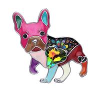 NEWEI Enamel Rhinestone French Bulldog Pug Dog Brooch Pin Cute Dog Jewlery for Women Girls (Multicolor)
