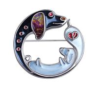 NEWEI Enamel Sausage Dog Gifts for Women Cute Dachshund Dog Brooch Pins Suit Scarf Decoration Ornaments Dachshund Gift (Ebony)