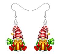 NEWEI Funny Holiday Christmas Gnome Dangle Earrings Gnomes Gifts for Women Decorations, Acrylic Cute Festival Santa Claus Xmas Winter Jewellery Accessories (Red)