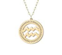 NEWEI Stainless Steel 18k Gold Plated Dainty Zodiac Sign Charm Chain Pendant Necklace for Women Birthday Celestial Constellation Horoscope Astrology Cool Gifts for Female Friend (Aquarius)