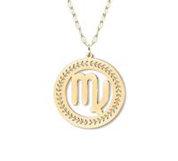 NEWEI Stainless Steel 18k Gold Plated Dainty Zodiac Sign Charm Chain Pendant Necklace for Women Birthday Celestial Constellation Horoscope Astrology Cool Gifts for Female Friend (Virgo)