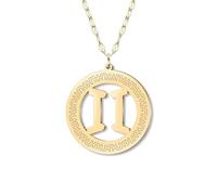 NEWEI Stainless Steel 18k Gold Plated Dainty Zodiac Sign Charm Chain Pendant Necklace for Women Birthday Celestial Constellation Horoscope Astrology Cool Gifts for Female Friend (Gemini)