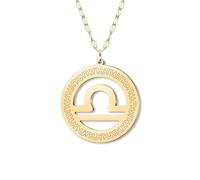 NEWEI Stainless Steel 18k Gold Plated Dainty Zodiac Sign Charm Chain Pendant Necklace for Women Birthday Celestial Constellation Horoscope Astrology Cool Gifts for Female Friend (Libra)