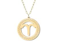 NEWEI Stainless Steel 18k Gold Plated Dainty Zodiac Sign Charm Chain Pendant Necklace for Women Birthday Celestial Constellation Horoscope Astrology Cool Gifts for Female Friend (Aries)