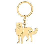 NEWEI Stainless Steel Dog Keyring - Cute Pet Dog Keychain for Women & Girls - Gold Plated Australian Shepherd