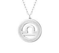 NEWEI Stainless Steel Silver Dainty Zodiac Sign Charm Chain Pendant Necklace Birthday Gifts for Women Celestial Constellation Horoscope Astrology Jewellery Cool Gifts for Female Friend (Libra)