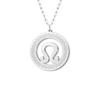 NEWEI Stainless Steel Silver Dainty Zodiac Sign Charm Chain Pendant Necklace Birthday Gifts for Women Celestial Constellation Horoscope Astrology Jewellery Cool Gifts for Female Friend (Leo)
