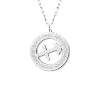 NEWEI Stainless Steel Silver Dainty Zodiac Sign Charm Chain Pendant Necklace Birthday Gifts for Women Celestial Constellation Horoscope Astrology Jewellery Cool Gifts for Female Friend (Sagittarius)