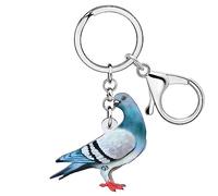 NEWEI Sweet Acrylic Pigeon Keychain Key Chain Bird Keychains Keyrings for Bag Purse Charms Pigeon Gifts (Pigeon F)