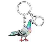 NEWEI Sweet Acrylic Pigeon Keychain Key Chain Bird Keychains Keyrings for Bag Purse Charms Pigeon Gifts (Pigeon A)