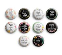 NewEights Christian Quote Pinback Buttons (Set of 10) - 2.25" Large Inspirational Pins for Rewards, Sunday School, Thanksgiving, Baptism, and Christmas - Perfect Encouragement Gifts for All Ages