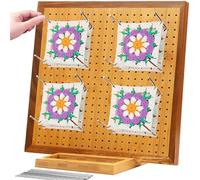 NewEle 11.8 Inch Crochet Blocking Board and 20 Steel Pins | Granny Square Blocking Board for Crochet Projects, Bamboo Square Crocheting Accessories Gifts for Croche