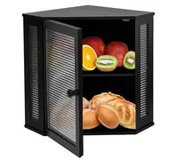 NewEle Large Corner Bread Bin - Bamboo Bread Box for Kitchen Countertops, Large Capacity Kitchen Bread Storage and Organizer with Corrugated Acrylic Wavy Window(Black)