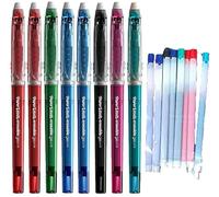 Newell Brands 8 Papermate Erasable Gel Ink Pens + 8 Refills Medium and Fine Nibs, Assorted Colours - Loose in Plain Packaging