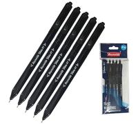 Newell Brands BLACK Ballpoint Pens, Retractable, 0.7mm Fine Point, Pack of 5, Vista-RT Ball Pens, Perfect School Office Home Everyday Use, PATEL Black Ball Pen