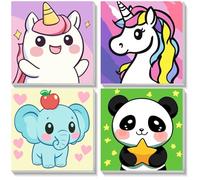 NEWENMO 4 Pack Animals Paint by Numbers Kits with Frame 20x20cm