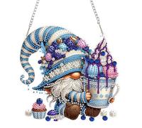 NEWENMO 5D Adorable Gnome Diamond Painting Hanging,Ice Cream Diamond Art Hanging Ornament Kits,Crystal Rhinestone Acrylic Gem Art Pendant Ornaments,for Windows,Walls,Doors and Garden Decoration
