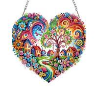 NEWENMO 5D Beautiful Town Diamond Painting Hanging Pendant Ornament | DIY Special Shape Crystal Gem Pendant Fantastic Landscape,Diamond Painting,Diamond Art,Decor for Window,Garden,Wall,Home