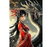 NEWENMO 5D Chinese Style Diamond Painting Kits for Adults,Cartoon Dragon Diamond Art Kits,DIY Full Drill Gem Art Kits for Adults Beginners,for Living Room Decoration-30x40cm