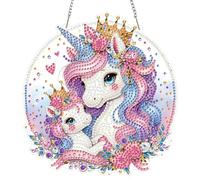 NEWENMO 5D Cute Animals Diamond Painting Hanging,Lovely Horse Diamond Art Hanging Ornament Kits,Crystal Rhinestone Acrylic Gem Art Pendant Ornaments,for Windows,Walls,Doors and Garden Decoration
