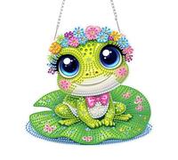 NEWENMO 5D Cute Frog Diamond Painting Hanging Ornaments,Adorable Animal Diamond Art Hanging Pendant Kits,Special Shape Diamant Pendant Crystal Gem Art Kits,for Window Garden Wall Home Decoration