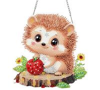 NEWENMO 5D Cute Hedgehog Diamond Painting Hanging,Cute Animal Diamond Art Hanging Ornament Kits,Crystal Rhinestone Acrylic Gem Art Pendant Ornaments,for Windows,Walls,Doors and Garden Decoration