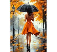 NEWENMO 5D Elegant Lady Diamond Painting Kits for Adults,Autumn Leaf Scenery Diamond Art Kits,DIY Full Drill Crystal Embroidery Gifts,Diamond Art Craft,for Living Room Home Wall Decoration-30x40cm