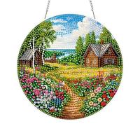 NEWENMO 5D Rural Scenery Diamond Painting Hanging,Landscape Diamond Art Hanging Ornament Kits,Crystal Rhinestone Acrylic Gem Art Pendant Ornaments,for Windows,Walls,Doors and Garden Decoration