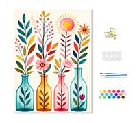 NEWENMO Abstract Flowers Paint by Numbers for Adults with Frame 20x30cm
