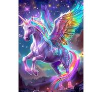 NEWENMO Beautiful Horse Diamond Painting Kits for Adults,5D Rainbow Wings Diamond Art Kit,DIY Full Drill Crystal Embroidery Gifts,Animal Diamond Art Craft,for Living Room Home Decoration - 30x40cm