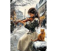 NEWENMO Beautiful Lady Diamond Painting Kits for Adults,5D Urban Landscape Diamond Art Kit,Snowy Scene Diamant Painting,DIY Full Drill Gem Art Kits for Adults Beginners,for Home Decoration-30x40cm