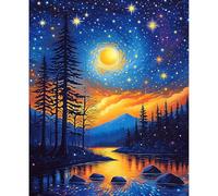 NEWENMO Beautiful Starry Sky Paint by Numbers Canvas Oil Painting Adults