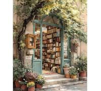 NEWENMO Bookshop Paint by Numbers for Adults,Flowers Paint by Numbers Kits,Digital Oil Painting 40x50cm,Painting by Number Canvas Kits,DIY Acrylic Pigment Drawing Paintwork for Home Decoration