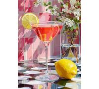 NEWENMO Cocktail Diamond Painting Kits for Adults,Pink Beverage Diamond Art Kit,5D Diamant Art Craft,DIY Full Drill Crystal Embroidery Gifts,for Living Room Home Decoration 30x40cm