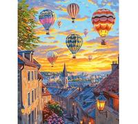 NEWENMO Colorful Sky Paint by Numbers for Adults,Hot Air Balloon Paint by Numbers Kits,Sunset Digital Oil Painting,Painting by Number 40x50cm,DIY Acrylic Pigment Drawing Paintwork for Home Decor