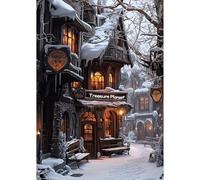NEWENMO Cozy Winter Village Diamond Painting Kits Adults,5D Snowy Landscapes Diamond Art,DIY Diamond Arts Mosaic Kits for Adults Beginner,Full Round Drill Gem Art for Home Decoration,30x40cm