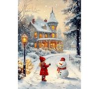 NEWENMO Cute Angel Diamond Painting Kits for Adults,5D Winter Landscape Diamond Art,Victorian House Diamant Painting,DIY Full Drill Gem Art Kits for Adults Beginners,for Home Decoration 30x40cm