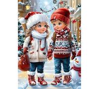 NEWENMO Cute Angels Diamond Painting Kits for Adults,5D Christmas Landscape Diamond Art Kits,Snowman Diamant Painting,DIY Full Drill Gem Art Kits for Adults Beginners,for Christmas Home Decor-30x40cm