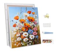 NEWENMO DIY Wildflowers Paint by Numbers for Adults with Frame,Wildflower Field Paint by Numbers,Canvas Oil Painting Kit,Arts and Crafts Kit Acrylic Pigment Drawing Paintwork for Home Decor,30x40cm
