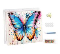 NEWENMO Elegant Butterfly Paint by Numbers for Adults with Frame,Bright Blue Wings Paint by Numbers,DIY Oil Painting Kit,Arts and Crafts Kit Acrylic Pigment Drawing Paintwork for Home Decor,30x40cm