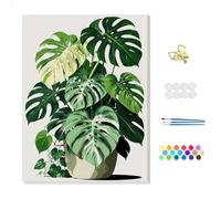 NEWENMO Green Plants Paint by Numbers for Adults with Frame 20x30cm