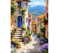 NEWENMO Italian Street Diamond Painting Kits Full Round Drill for Adults | DIY Landscape Gem Mosaic Craft Featuring Floral Elements,Diamond Painting,5D Diamond Art,Home Wall Decoration 30x40cm