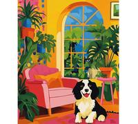 NEWENMO Landscape Paint by Numbers for Adults,Cute Dog Painting by Number Kit,Plants Paint by Numbers Kits,Digital Oil Painting,DIY Acrylic Pigment Drawing Paintwork for Home Decor 40x50cm