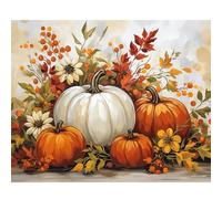 NEWENMO Pumpkins Halloween Paint by Numbers for Adults,Paint by Numbers Kits 40x50cm,Autumn Flowers and Leaves Painting by Number,Digital Oil Painting,DIY Drawing Paintwork for Halloween Home Decor
