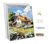 NEWENMO Rural Cottage Paint by Numbers for Adults with Frame,DIY Wildflowers Paint by Numbers,Canvas Oil Painting Kit,Arts and Crafts Kit Acrylic Pigment Drawing Paintwork for Home Decor,30x40cm