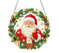NEWENMO Santa Claus Diamond Painting Hanging 5D Diamond Art Hanging | Garland Ornament Kits,DIY Crystal Rhinestone Acrylic Gem Art Pendant Ornaments,for Windows,Walls,Doors and Garden Decoration